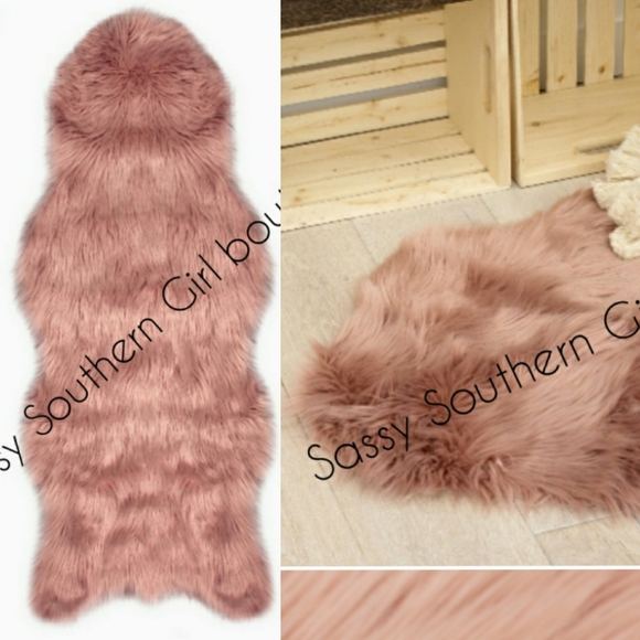 ⭐🆕Big Faux fur blush mauve pink rug - Picture 1 of 8